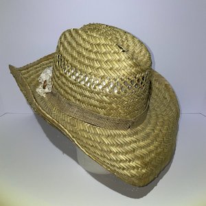 Dorfman Pacific Palm Leaf Cowboy Hat Size L w Flowers