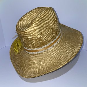 Field Co. Longhorn Head Huggers Straw Flowered Cowboy Hat Size S