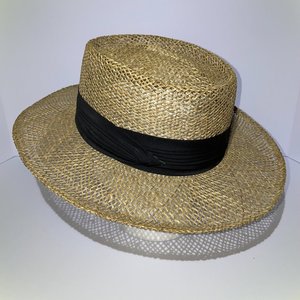 Golf and Tennis Headwear Company Straw Vintage Boater Sun Hat Size 7 1/2