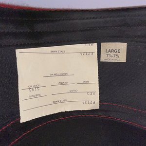 London Fog Red Wool Felt Vintage Boater Hat Size L Made in USA