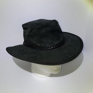 Head in Home Black Suede Packable Outback Hat Size S Made in USA