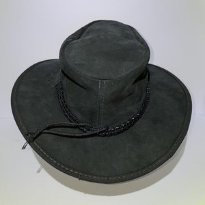Head in Home Black Suede Packable Outback Hat Size S Made in USA