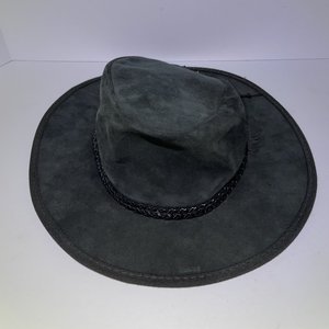 Head in Home Black Suede Packable Outback Hat Size S Made in USA