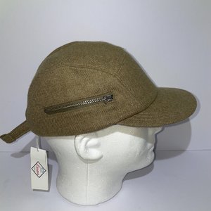 Larose Paris Yellow Wool 5 Panel Hat Zipper Pocket Made in France