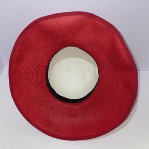 Miss Bierner Red Flowered Two Tone Vintage Sun Hat Size S Made in USA