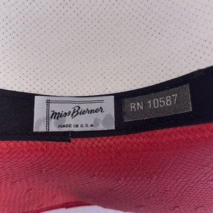 Miss Bierner Red Flowered Two Tone Vintage Sun Hat Size S Made in USA
