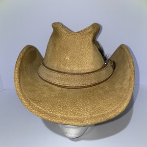 Cornerstone Hat Works Cowboy Hat Size M Suede Feather Silk
