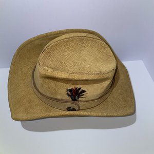 Cornerstone Hat Works Cowboy Hat Size M Suede Feather Silk