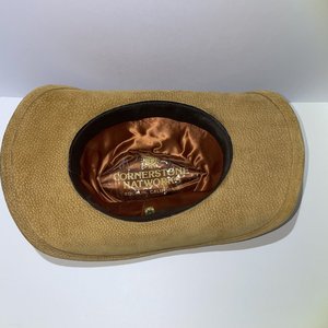 Cornerstone Hat Works Cowboy Hat Size M Suede Feather Silk