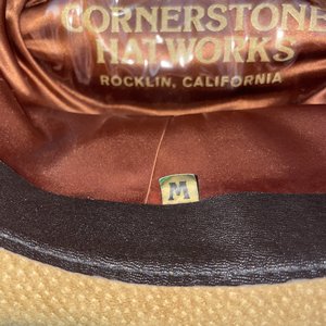 Cornerstone Hat Works Cowboy Hat Size M Suede Feather Silk