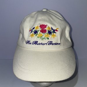 Vintage Butchart Gardens Baseball Cap White 100% Cotton Adjustable KP Brand