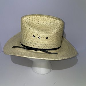 Spotted Mule Saddlery Vintage Straw Cowboy Hat Size 6 3/4 Made in USA