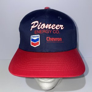 Vintage Pioneer Energy Co. Snapback Cap Blue and Red 100% Cotton