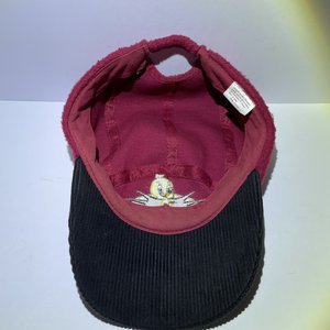 Tweety Bird Looney Toons Baseball Cap Vintage Red Cotton Corduroy