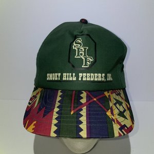 Vintage Smoky Hill Feeders Snapback Cap Aztec Green