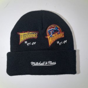 Mitchell & Ness Golden State Warriors Cuffed Beanie Black 6 Patches Street Wear