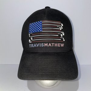 Travis Mathew Flex-Fit Baseball Cap Size XL Black American Flag Golf Clubs