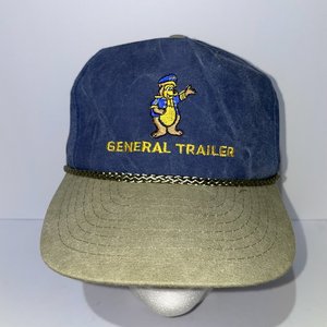 Vintage General Trailer Snapback Hat Blue Cotton Drawstring