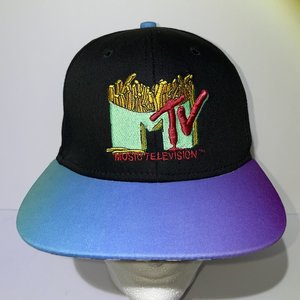 MTV Snapback Cap Iridescent Illuminati Checkered French Fries Primark Limited