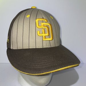 MelonWear San Diego Padres Snapback Cap Brown and Yellow Striped Opening Series