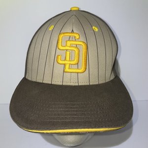 MelonWear San Diego Padres Snapback Cap Brown and Yellow Striped Opening Series