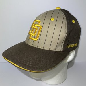 MelonWear San Diego Padres Snapback Cap Brown and Yellow Striped Opening Series