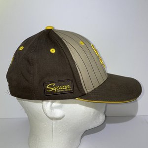 MelonWear San Diego Padres Snapback Cap Brown and Yellow Striped Opening Series