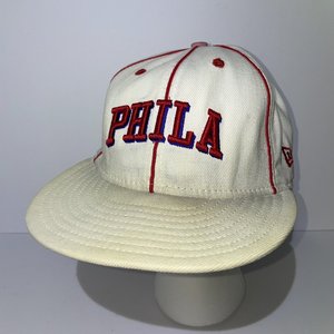 New Era 59Fifty Philadelphia 76ers Vintage Baseball Cap Size 7 1/8 Pinstripe