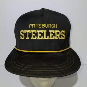 AJD Pittsburgh Steelers Vintage Spell-Out Snapback Cap Made in USA