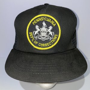 Pennsylvania Prison Guard Vintage Black Trucker Hat Made in USA
