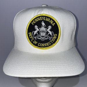 Pennsylvania Prison Guard Vintage White Snapback Cap Made in USA