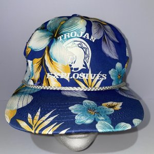 K Brand Trojan Explosives Snapback Cap Vintage Floral Hawaiian