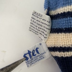 Meister Vintage Wool Pom Beanie Baby Blue Striped