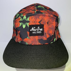 New Era Red Floral & Black 5 Panel Hat