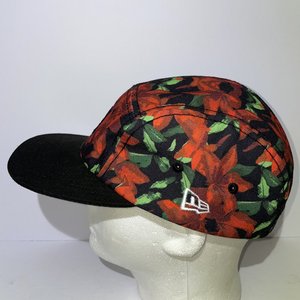New Era Red Floral & Black 5 Panel Hat