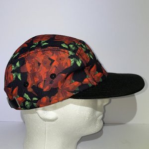 New Era Red Floral & Black 5 Panel Hat