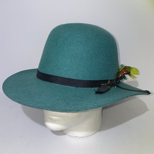 Ulorlds Apant Feathered Turquoise Vintage Fedora Size 7 1/8