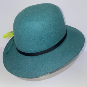 Ulorlds Apant Feathered Turquoise Vintage Fedora Size 7 1/8