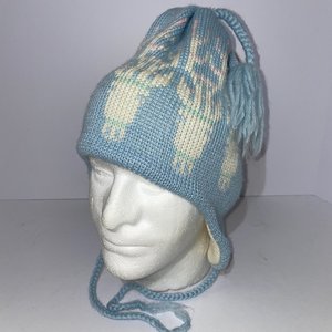Smiley Baby Baby Blue Vintage Wool Ski-Cap Size M Made in USA