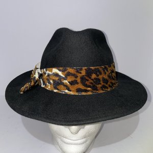 Bollman Hat Co. Doeskin Wool Felt Black Cheetah Fedora Size 6 7/8