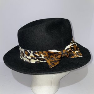 Bollman Hat Co. Doeskin Wool Felt Black Cheetah Fedora Size 6 7/8