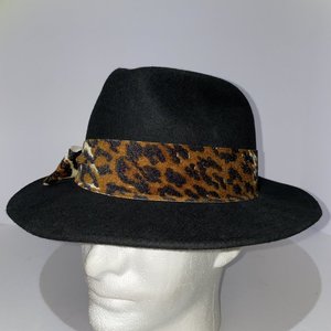 Bollman Hat Co. Doeskin Wool Felt Black Cheetah Fedora Size 6 7/8