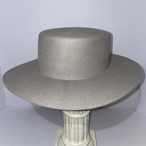 Gigi Pip Gray Australian Wool Wide Brim Sun Hat Size 6 5/8