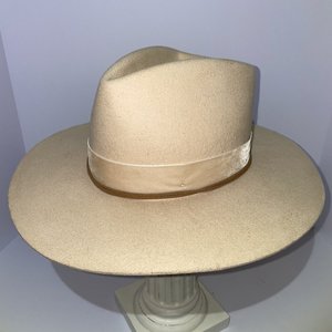 Lack of Color Sandy Brown Australian Wool Fedora Rancher Size 7 1/8