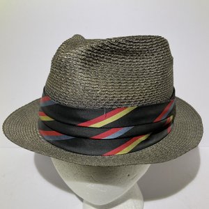 Lee Fifth Avenue Vintage Black Straw Fedora Size 6 7/8