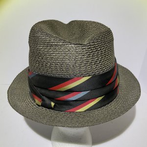 Lee Fifth Avenue Vintage Black Straw Fedora Size 6 7/8