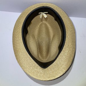 Stetson Straw Feathered Vintage Fedora Size 7 1/8 Long Oval