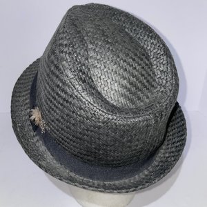 Milani Italy Feathered Black Straw Trilby Size L/XL