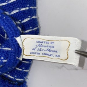 Maureen of the Mews Blue Wool Vintage Snowflake Toboggan Beanie