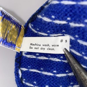 Maureen of the Mews Blue Wool Vintage Snowflake Toboggan Beanie